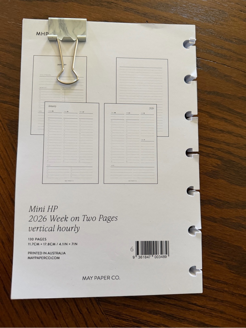 Mini HP 2026 Week on Two Pages Vertical Hourly Planner - MAY PAPER CO